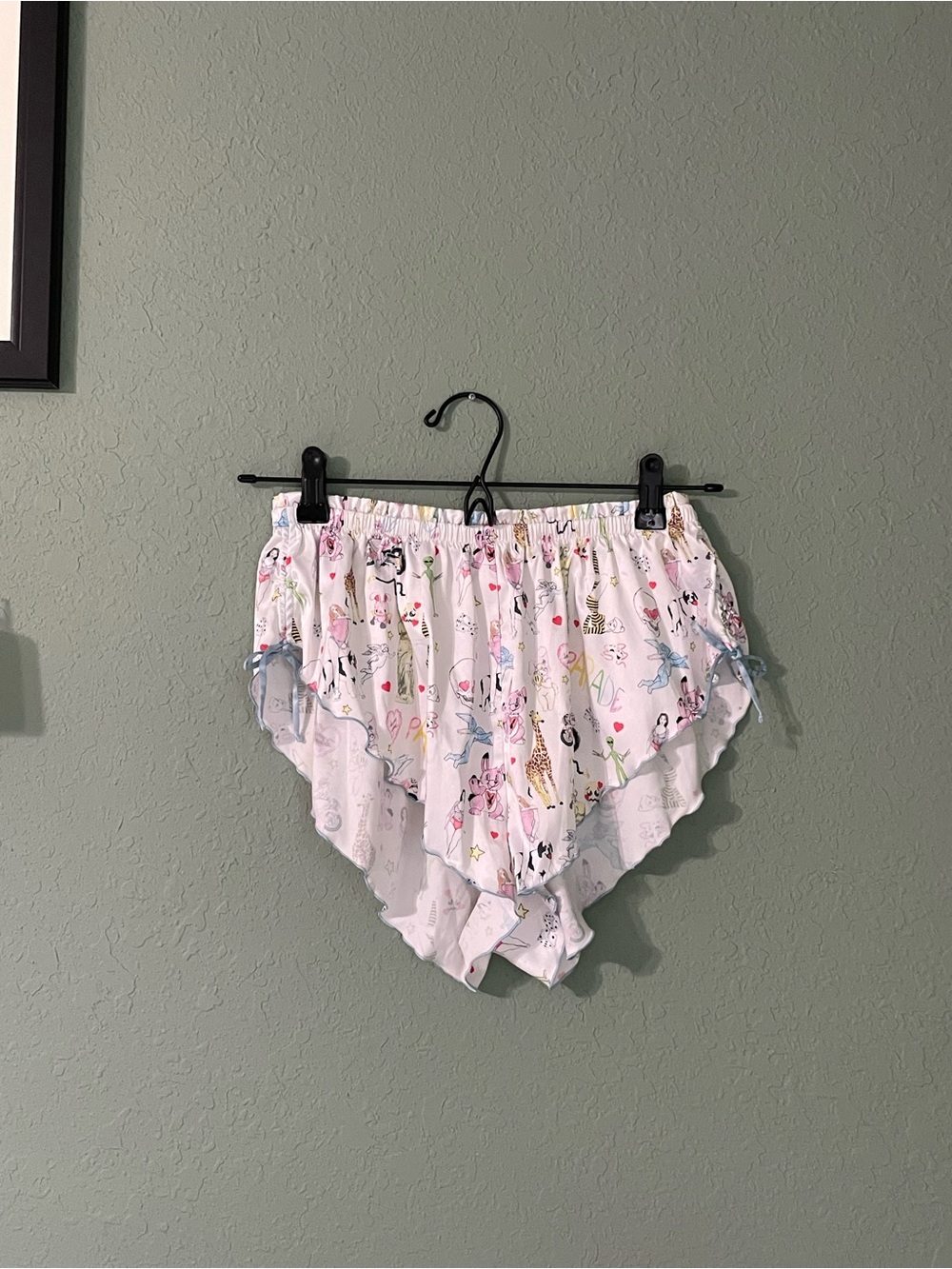 Parade Cheeky Flutter Satin Shorts Size XS White Multi Graphic Novelty Sleep